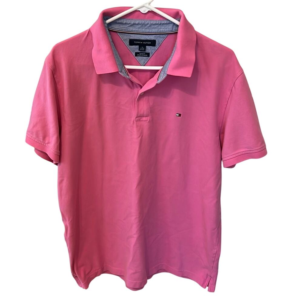Tommy Hilfiger Men's Pink Polo Collared Short Sleeve Golf Shirt XL EUC